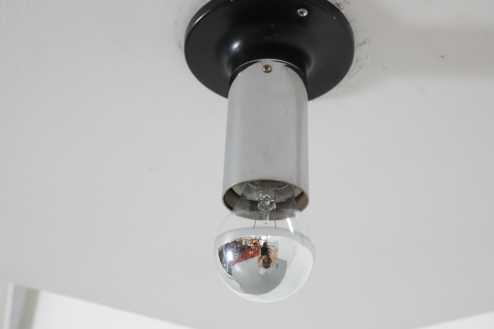 20th Century Raak Small Maxibule Chrome Flush Mount Ceiling Lights For Sale