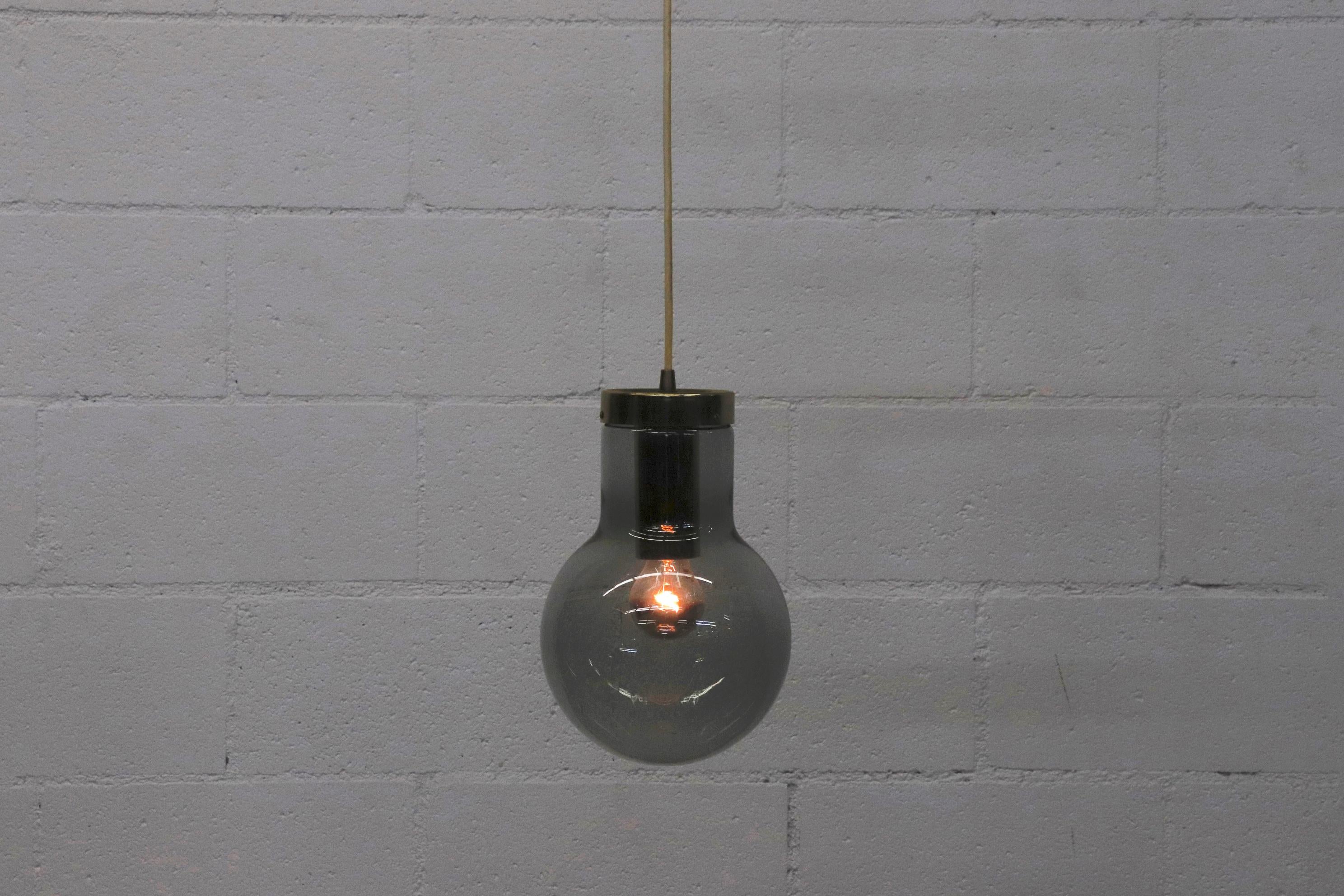 Lampe encastrée RAAK « Dewdrop » en verre fumé avec quincaillerie en laiton Bon état - En vente à Los Angeles, CA