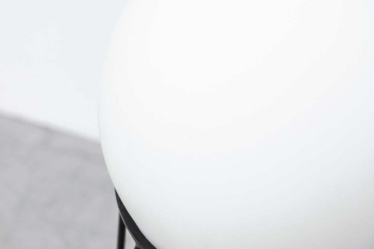 RAAK Style Milk Glass Globe Lamp with Hairpin Frame In Good Condition In Los Angeles, CA