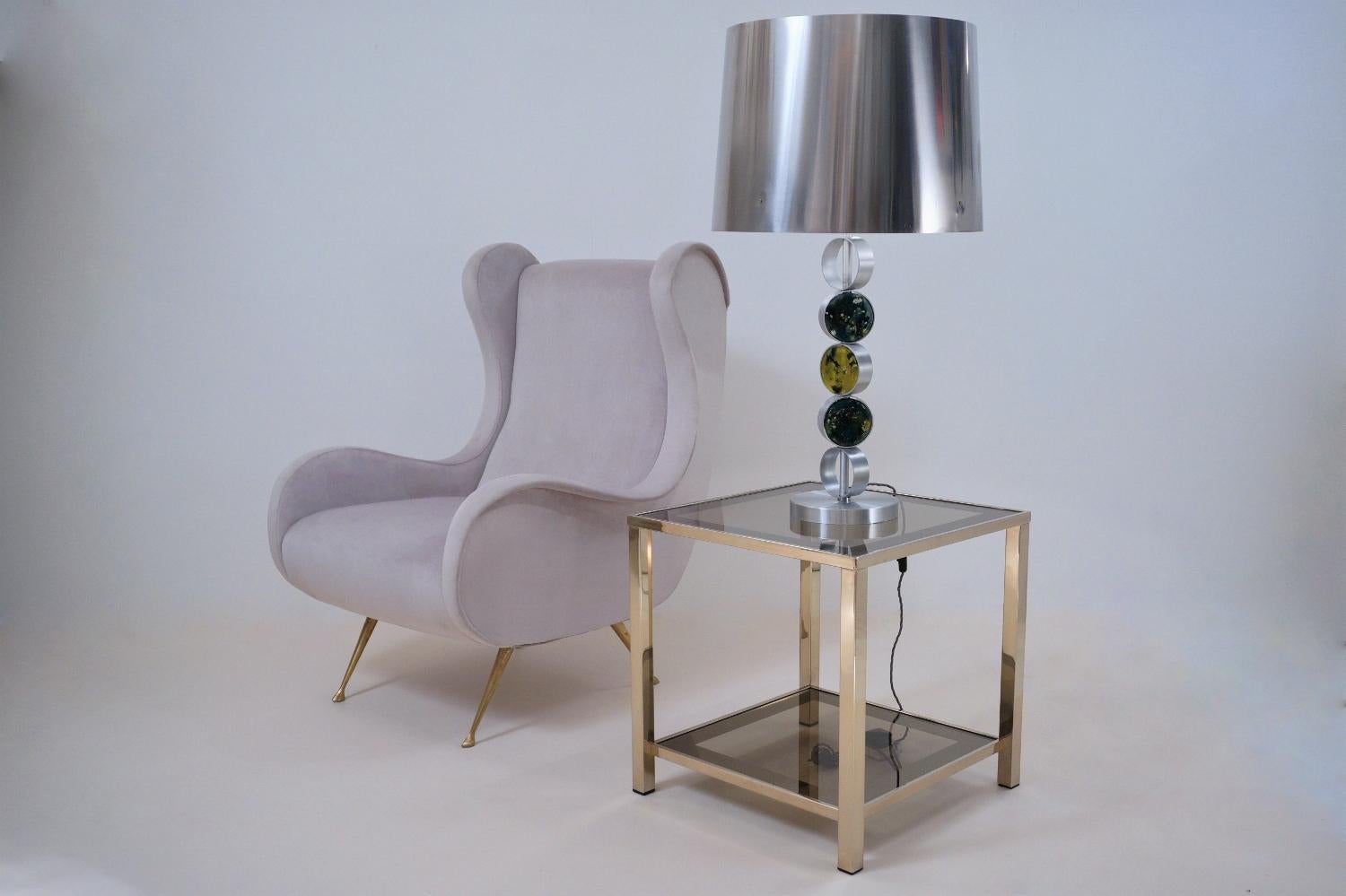 RAAK Table Lamps, Large Complementary Pair, Aluminium, Steel & Glass, 1972 Dutch In Good Condition For Sale In London, GB