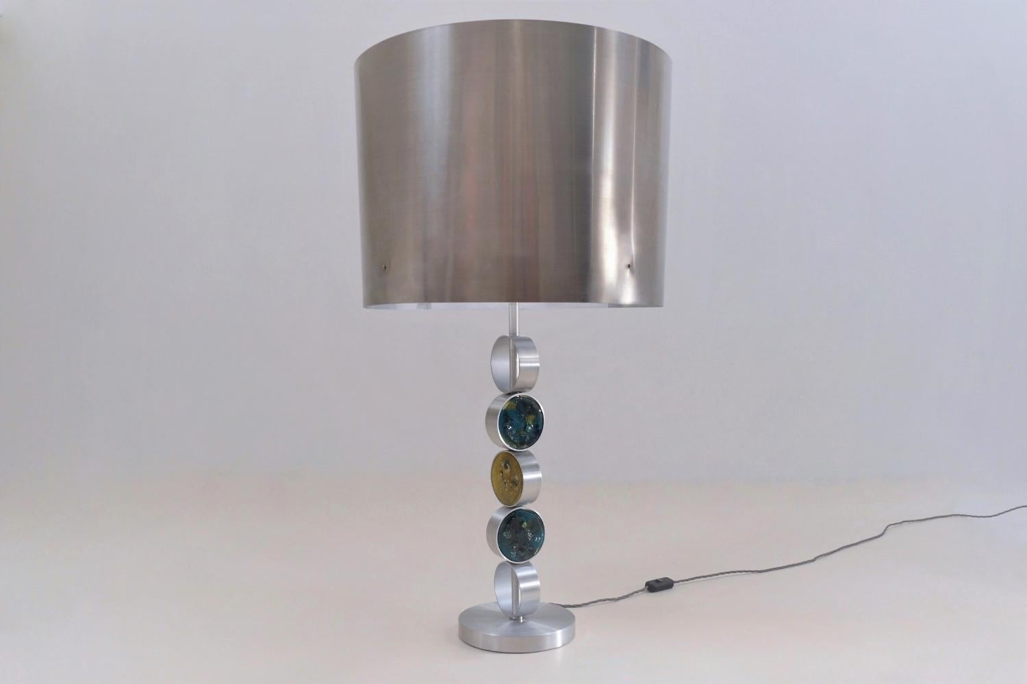 Late 20th Century RAAK Table Lamps, Large Complementary Pair, Aluminium, Steel & Glass, 1972 Dutch For Sale