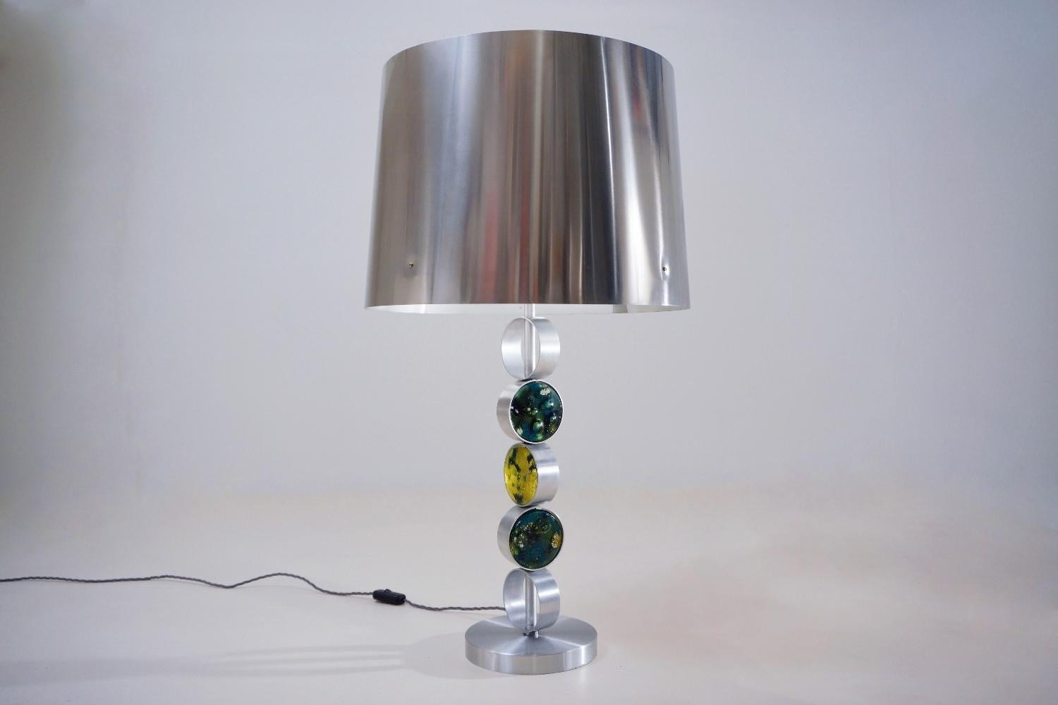 Aluminum RAAK Table Lamps, Large Complementary Pair, Aluminium, Steel & Glass, 1972 Dutch For Sale