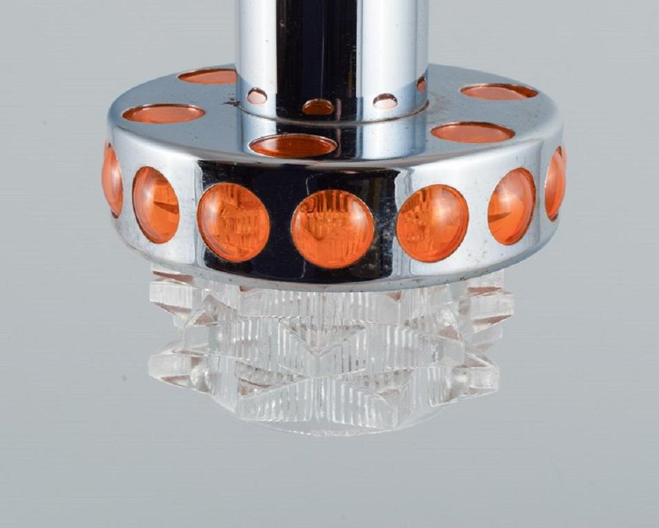 Modern RAAK, The Netherlands. Designer Lamp in Chrome, Orange Plastic and Clear Glass For Sale
