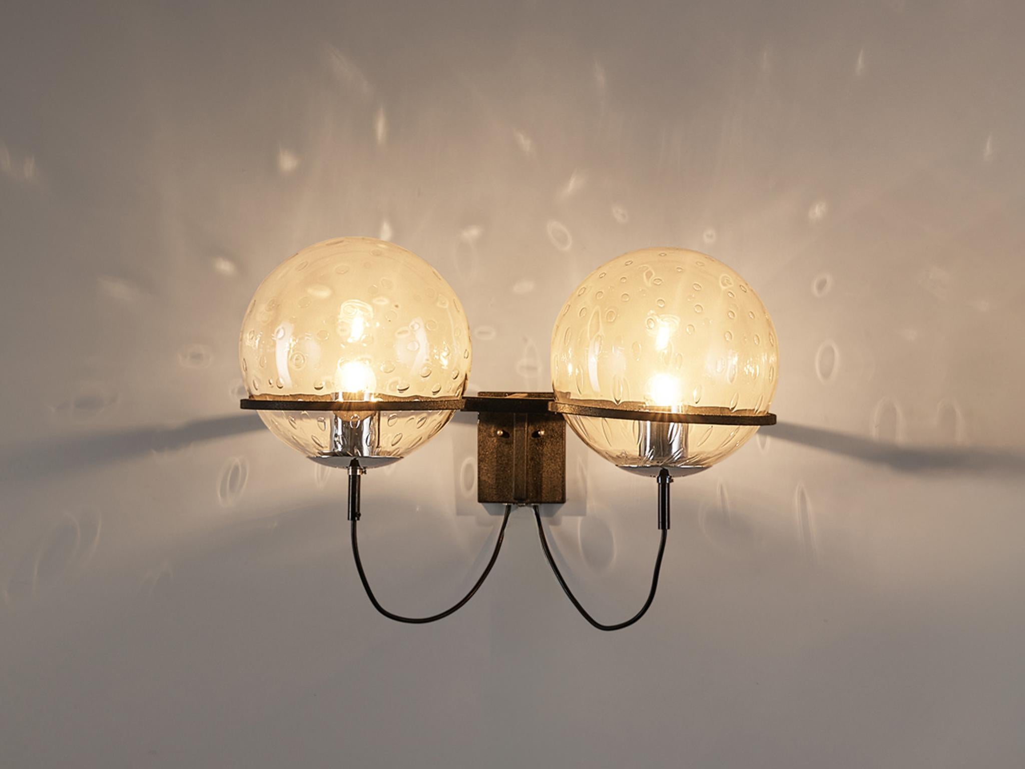 Dutch RAAK Wall Light in Chrome and Structured Glass For Sale