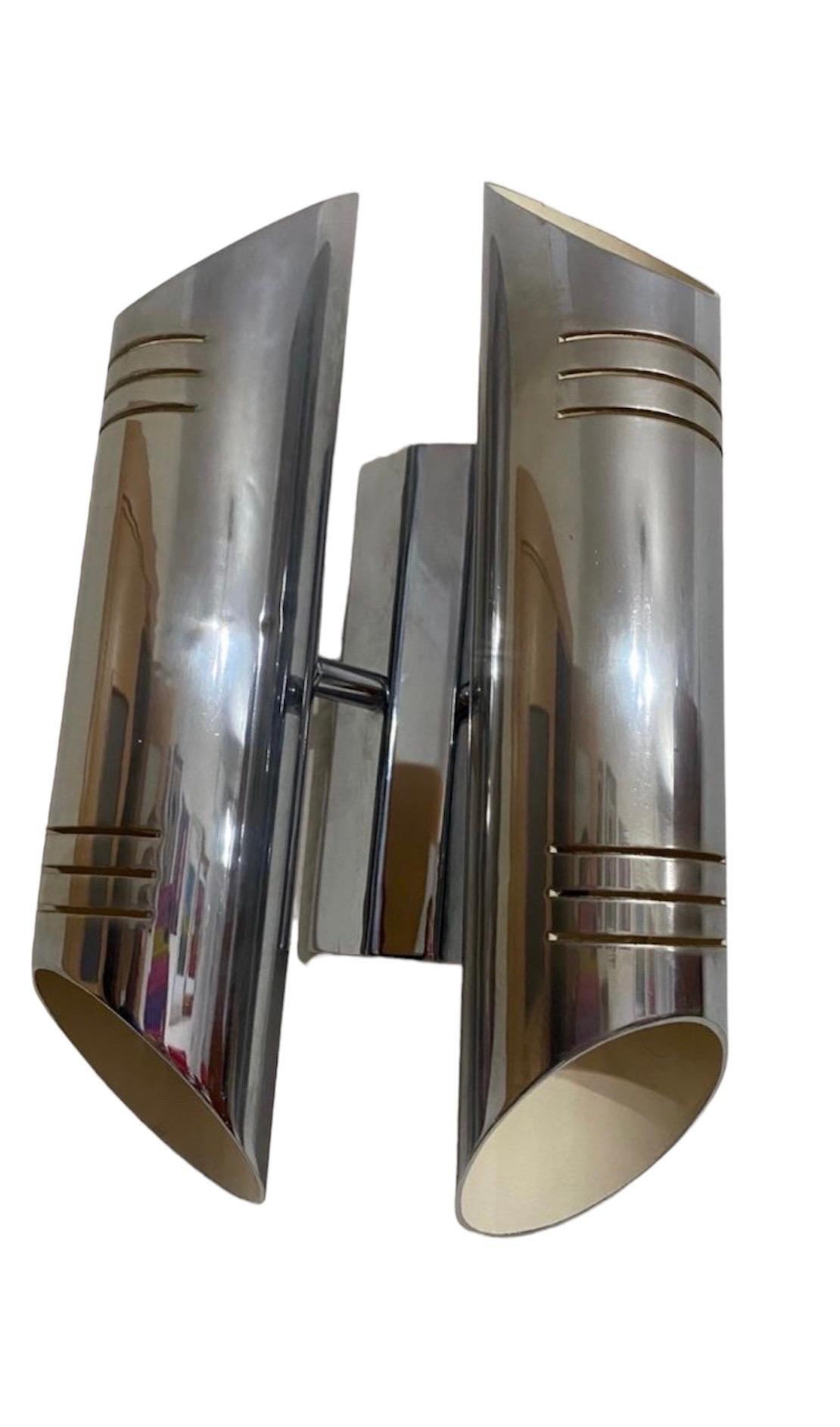 Space Age RAAK wall lighting double Tube Chrome , 1970s  For Sale