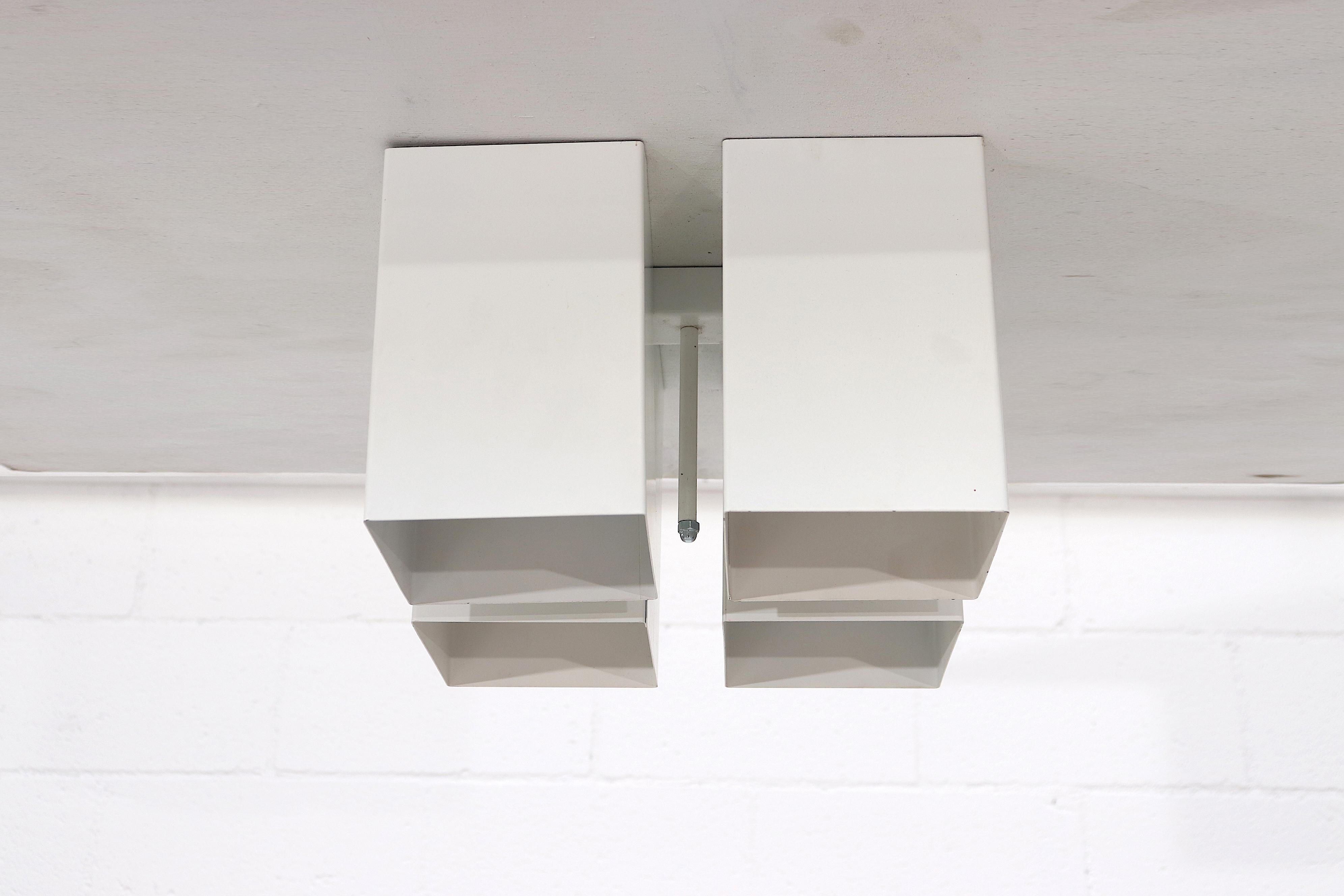 RAAK White Enameled Metal Flush Mount Quad Ceiling Light 1