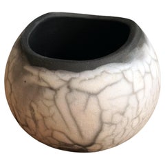 Raaquu Hikari Raku Pottery Vase - Smoked Raku - Handmade Ceramic, Malaysia