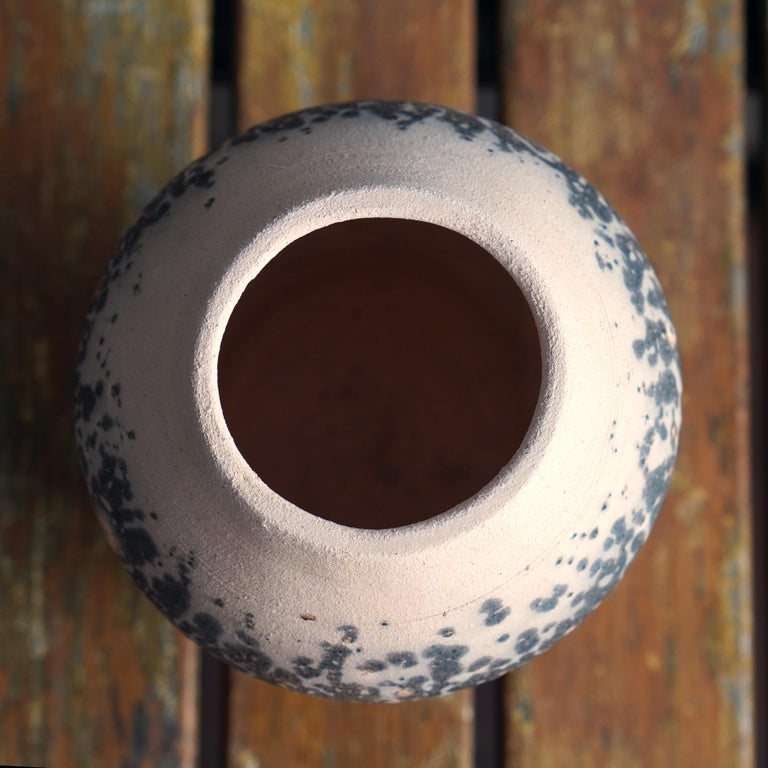 Raaquu Hoseki Raku Pottery Vase, Obvara, Handmade Ceramic, Malaysia For