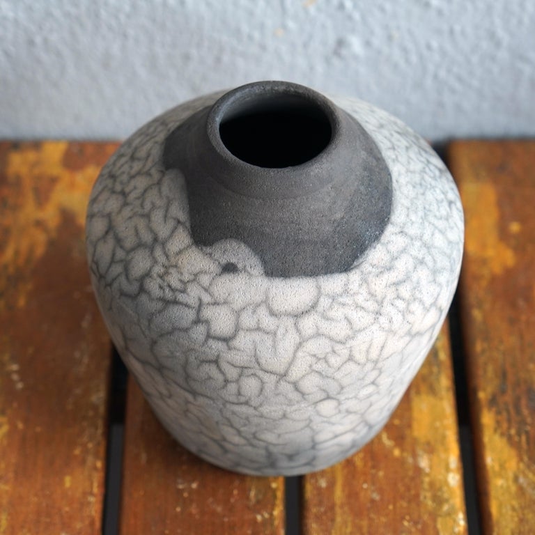 Raaquu Inaka Raku Pottery Vase Smoked Raku Handmade Ceramic, Malaysia For Sale at 1stDibs