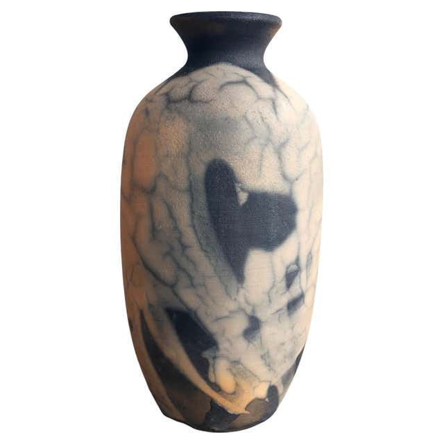 Middle East Modern LAAB Kazan Vase Raku Ceramic Green White Black Metal ...