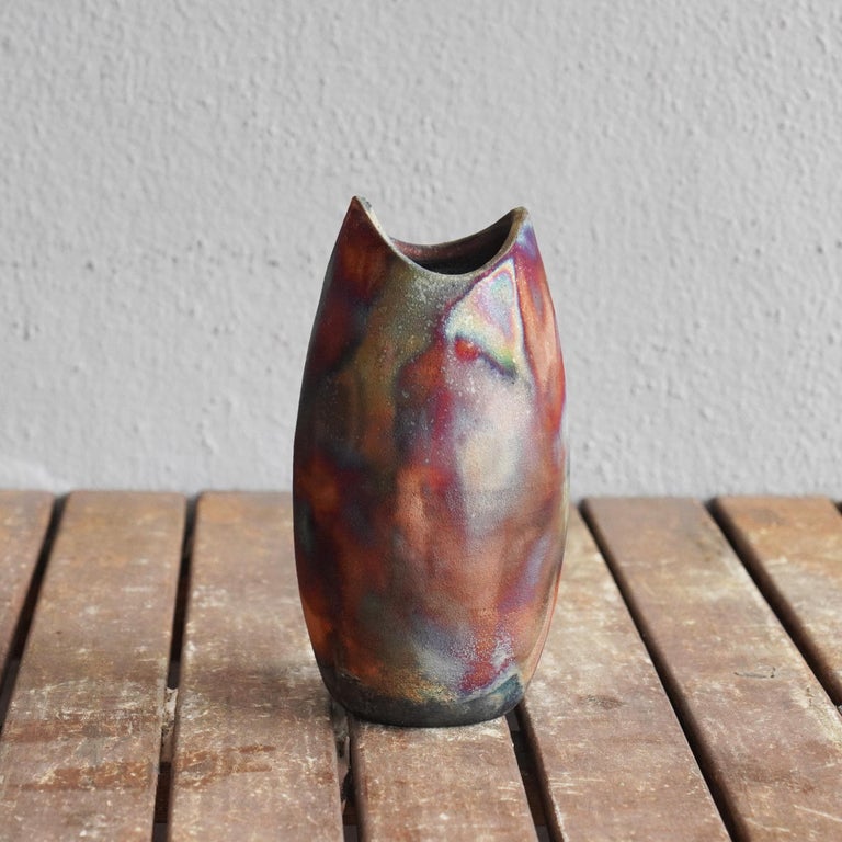 Raaquu Koi Raku Pottery Vase - Full Copper Matte - Handmade Ceramic ...