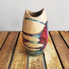 Raaquu Koi Raku Pottery Vase - Half Copper Matte - Handmade Ceramic Home Decor