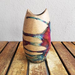 Vase en poterie Raaquu Koi Raku - Demi-cuivre mat - Décoration intérieure en céramique faite à la main