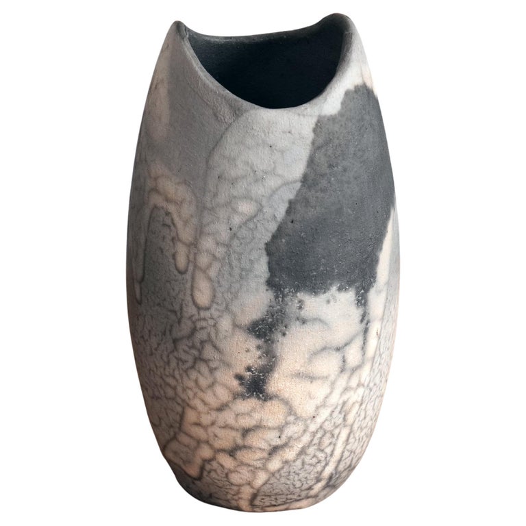 Raaquu Koi Raku Pottery Vase, Smoked Raku, Handmade Ceramic Home Decor ...