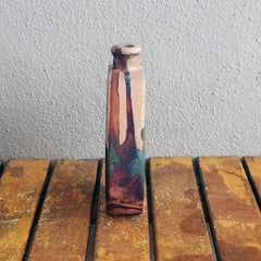 Raaquu Kumo Raku Pottery Vase - Half Copper Matte - Handmade Ceramic, Malaysia
