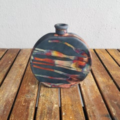 Raaquu Kumo Raku Pottery Vase - Carbon Copper - Handmade Ceramic, Malaysia