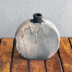 Raaquu Kumo Raku Pottery Vase - Smoked Raku - Handmade Ceramic, Malaysia