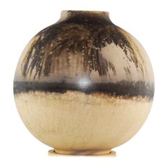 Raaquu Raku Fired Large Globe Vase S/N0000391 Centerpiece Art Series, Malaysia