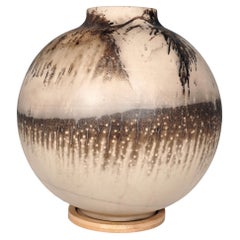 Raaquu Raku Fired Large Globe Vase S/N0000409 Centerpiece Art Series