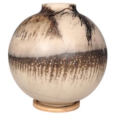 Raaquu Raku Fired Large Globe Vase S/N0000409 Centerpiece Art Series Raaquu Raku Fired Large Globe Vase S/N0000409 Centerpiece Art Series