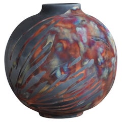 Vaso a globo grande cotto Raaquu Raku S/N0000429 Centerpiece Art Series, Malesia