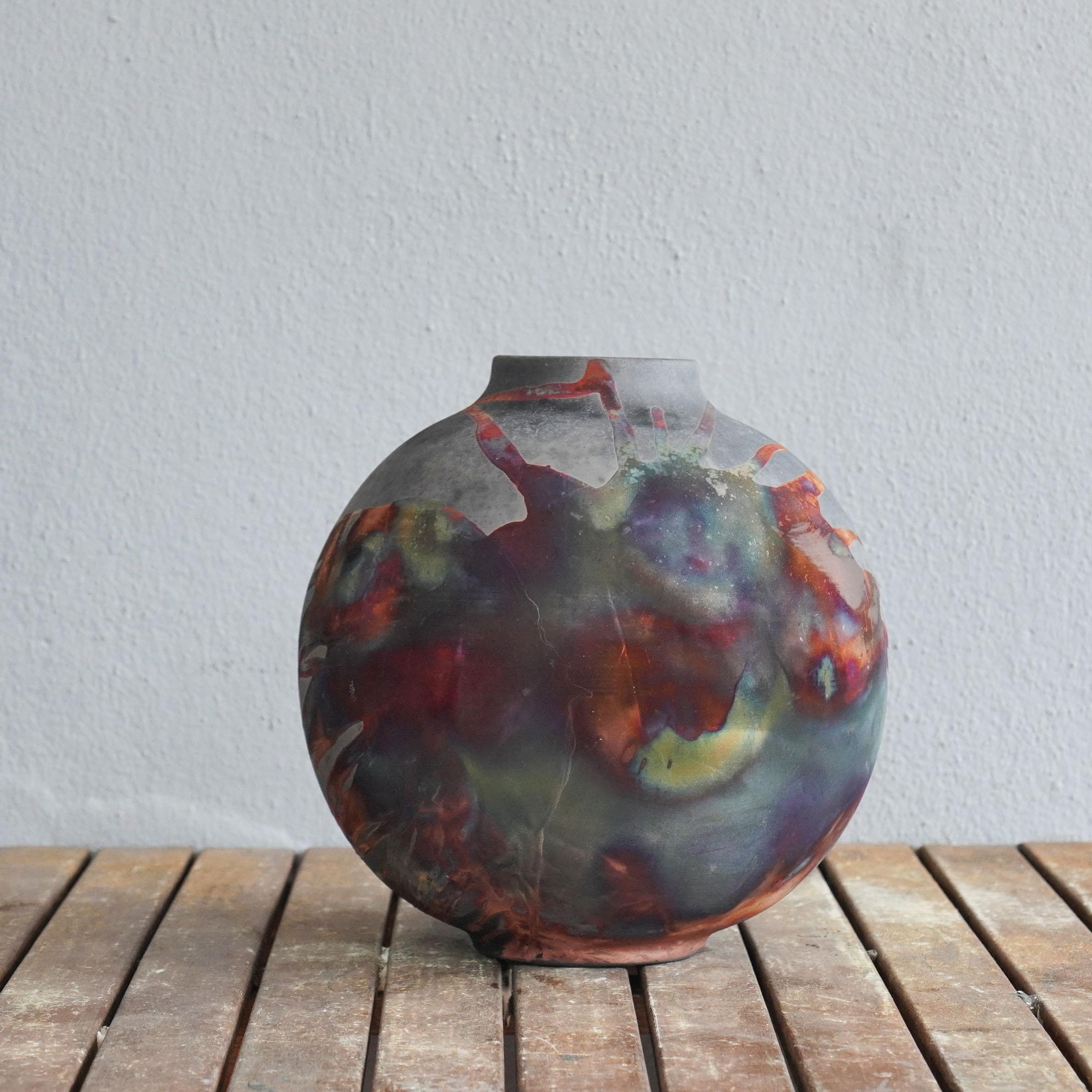 Raaquu Raku Fired Large Globe Vase S/N0000474 Centerpiece Art Series, Malaysia For Sale 2