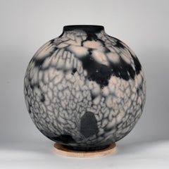 Raaquu Raku Fired Large Globe Vase S/N0000561 Centerpiece Art Series