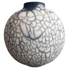 Raaquu Raku Fired Large Globe Vase S/N0000576 Centerpiece Art Series