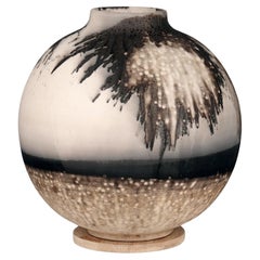 Raaquu Raku Fired Large Globe Vase S/N0000651 Centerpiece Art Series