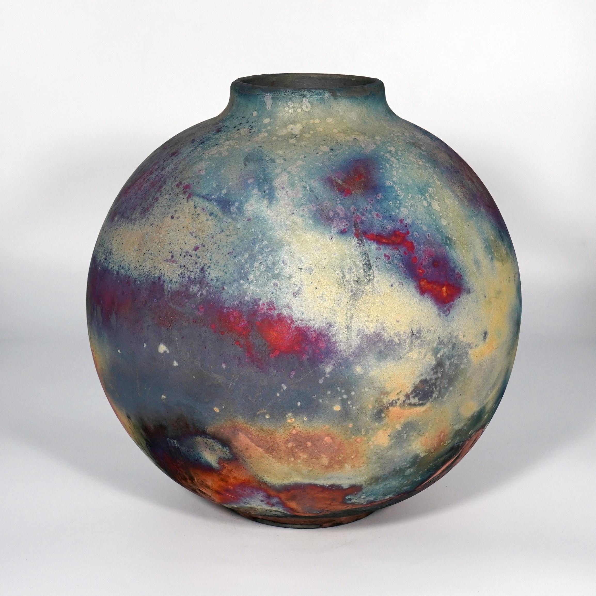 Raaquu Raku Florero Globo Grande Cocido S/N0000781 Centro de Mesa Serie Arte Moderno en venta