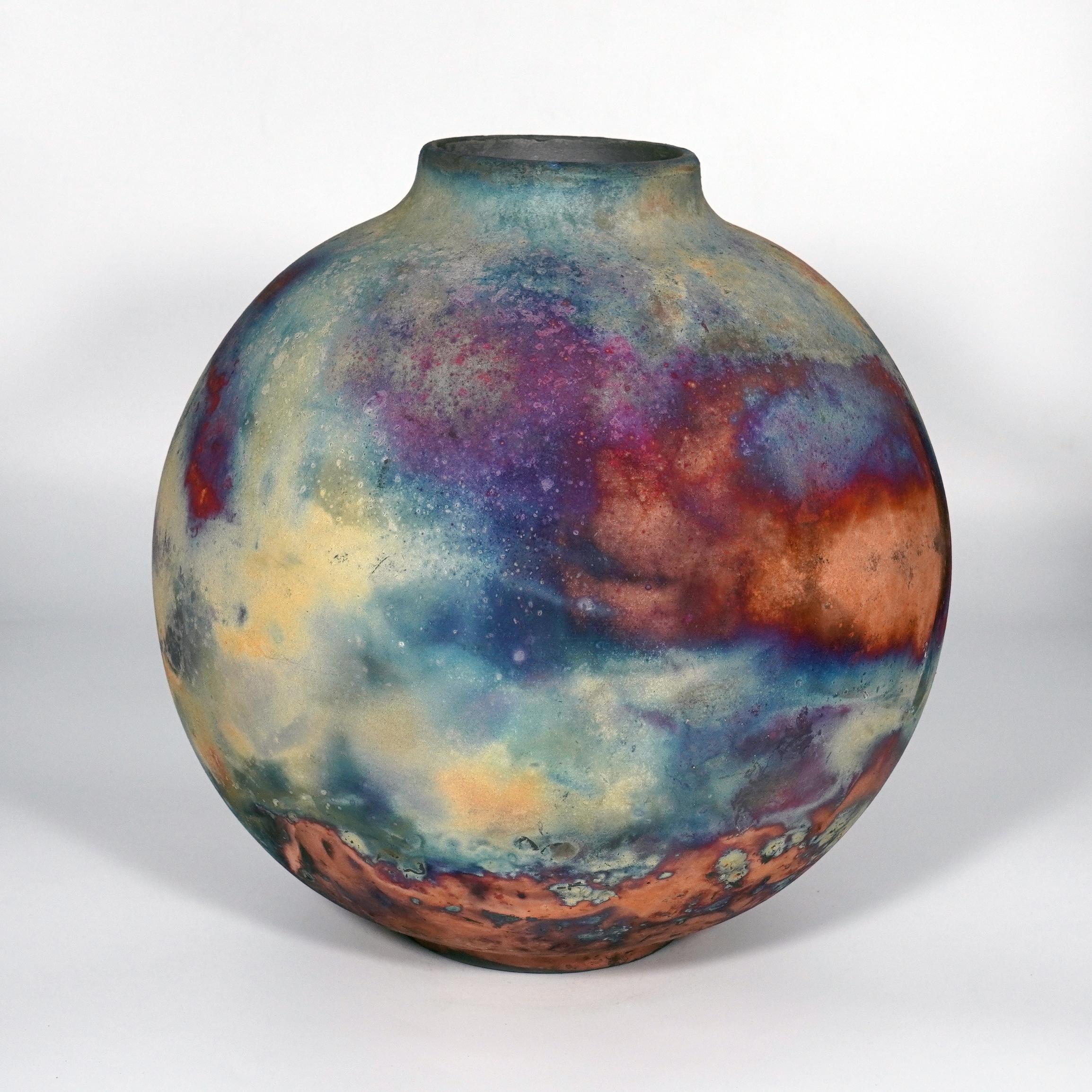 Raaquu Raku Florero Globo Grande Cocido S/N0000781 Centro de Mesa Serie Arte Malasio en venta