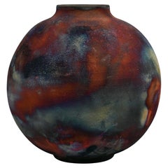 Raaquu Raku Fired Large Globe Vase S/N0000915 Centerpiece Art Series