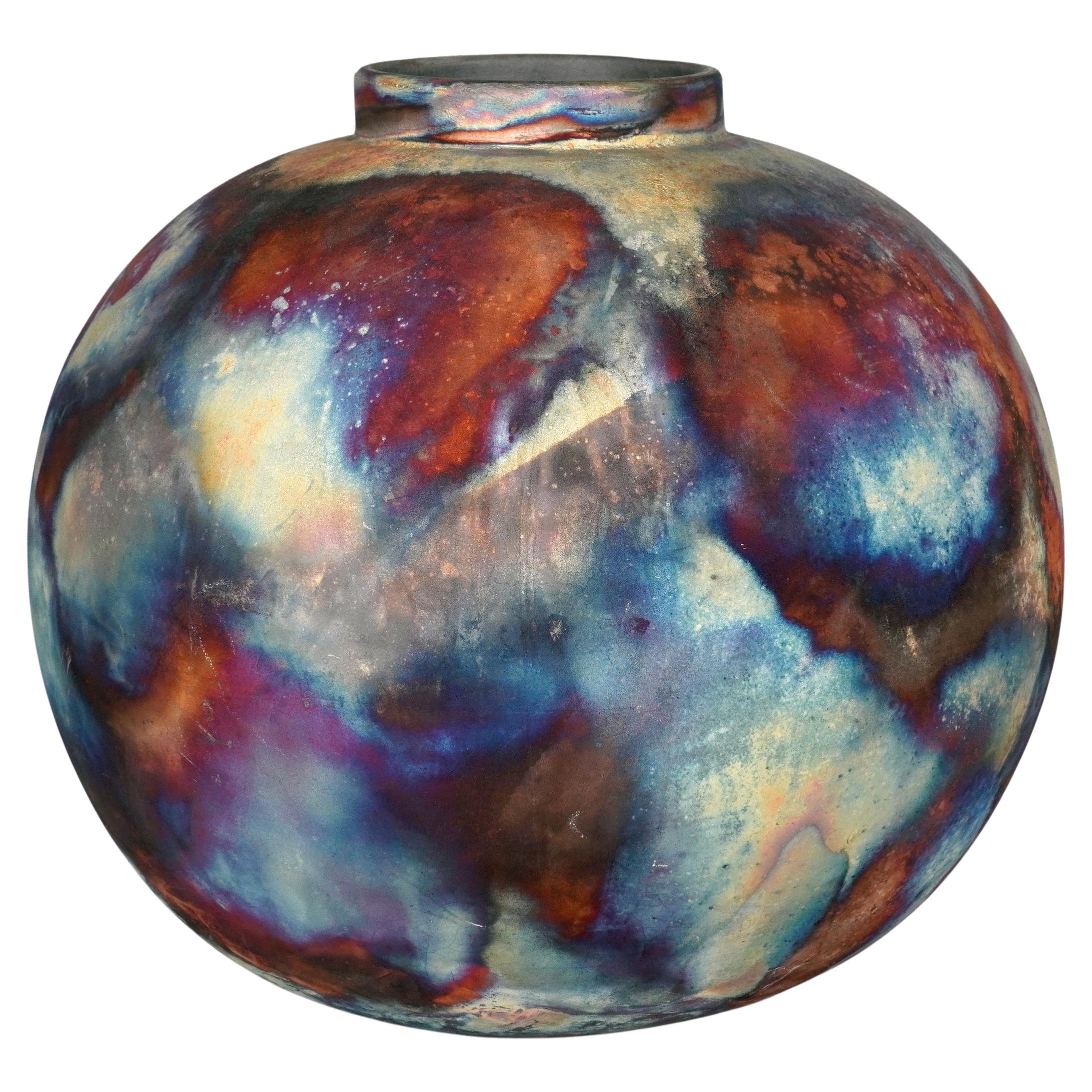 Vaso Raku cotto Large Globe XL 13" S/N0000848 Serie Centrotavola d'Arte in vendita