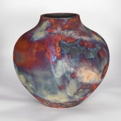 Raaquu Raku Fired Large Issho 12" Vase S/N0000670 Centerpiece Art Series