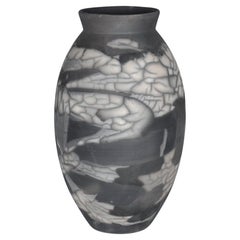 Raaquu Raku Fired Large Oval Vase S/N0000195 Centerpiece Art Series, Malaysia