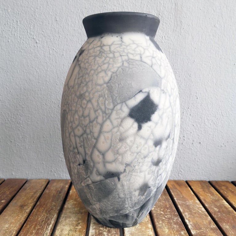 Raaquu Raku Fired Large Oval Vase S/N0000374 Centerpiece Art Series ...
