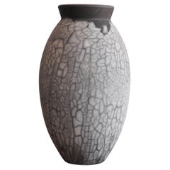 Raaquu Raku Fired Large Oval Vase S/N0000497 Centerpiece Art Series, Malaysia