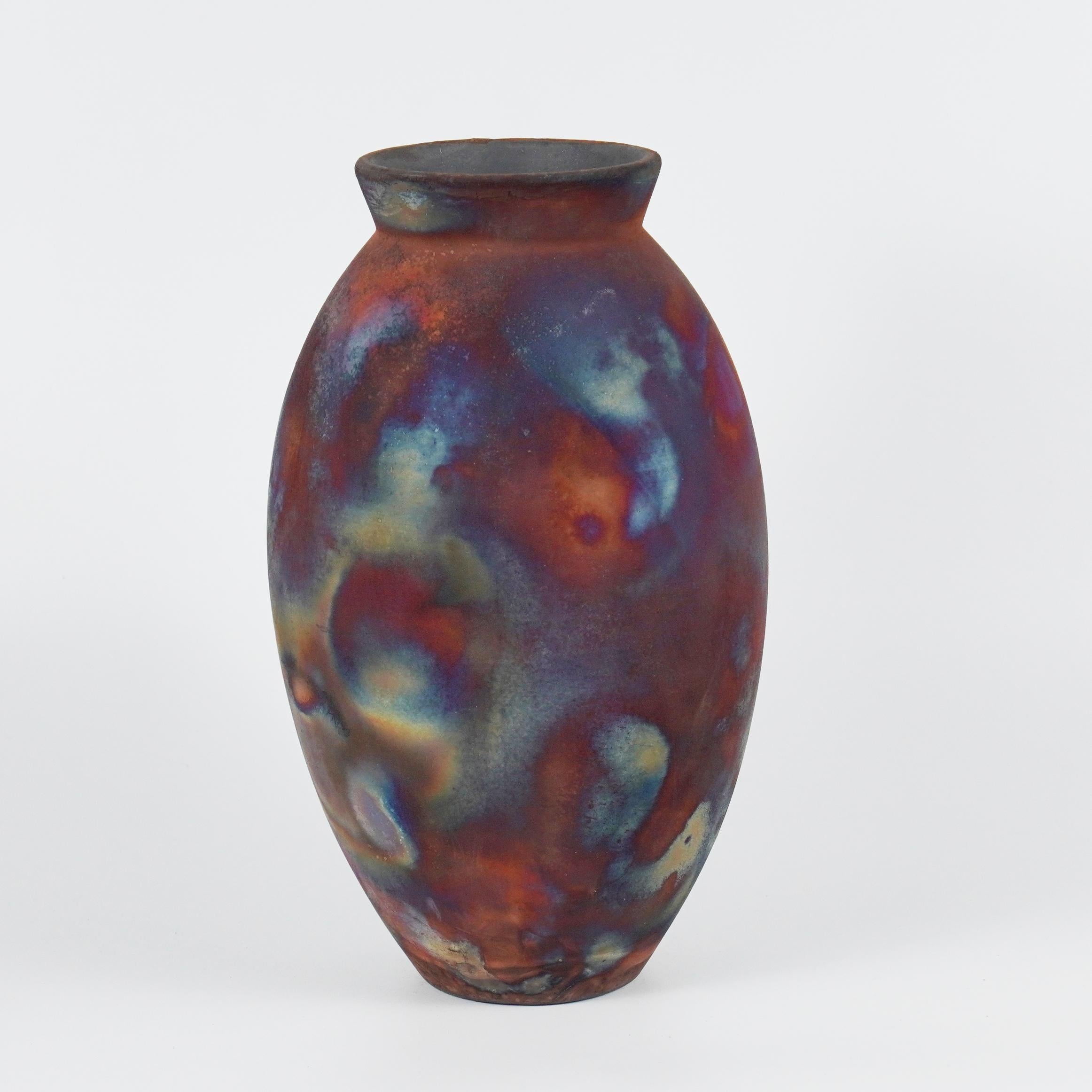 Raaquu Raku Große ovale Vase, geflammt, S/N0000560 Tafelaufsatz, Kunstserie (Moderne) im Angebot