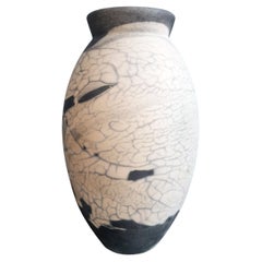Raaquu Raku Fired Large Oval Vase S/N0000595 Centerpiece Art Series, Malaysia