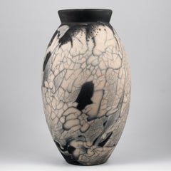 Raaquu Raku Fired Large Oval Vase S/N0000596 Centerpiece Art Series, Malaysia