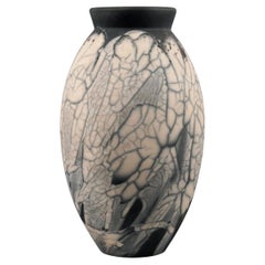 Raaquu Raku Große ovale Vase, geflammt, S/N0000596 Tafelaufsatz, Kunstserie