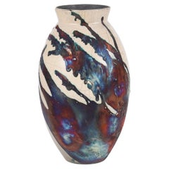 Raaquu Raku Große ovale Vase, geflammt, S/N0000739 Tafelaufsatz, Kunstserie