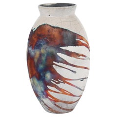 Raaquu Raku Große ovale Vase, geflammt, S/N0000741 Tafelaufsatz, Kunstserie