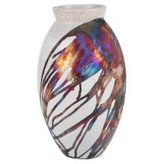 Raaquu Raku Große ovale Vase, geflammt, S/N0000750 Tafelaufsatz, Kunstserie