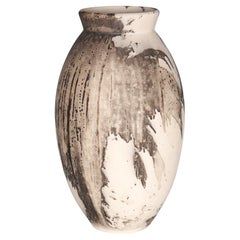 Raaquu Raku Fired Large Oval Vase S/N0000824 Centerpiece Art Series, Malaysia