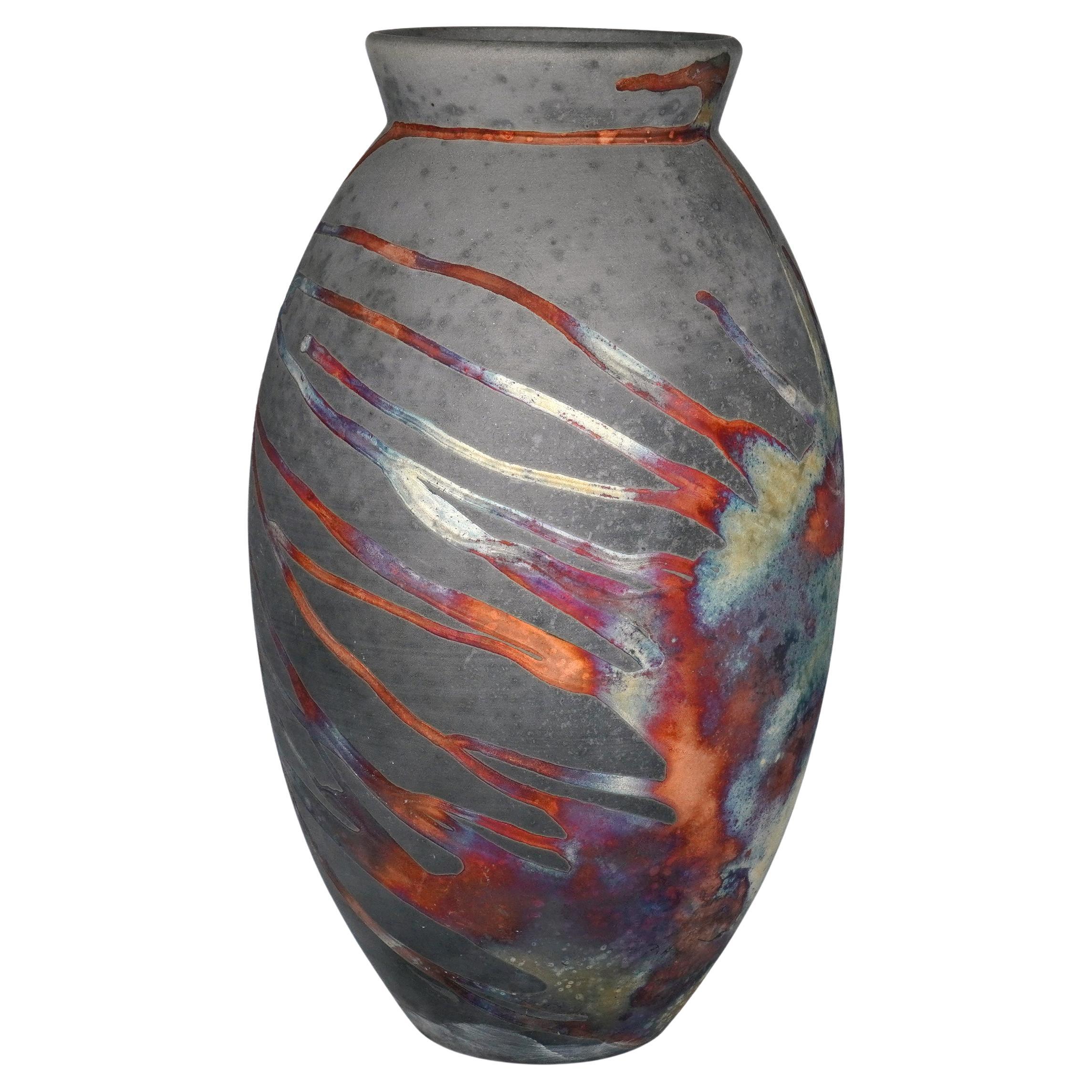 Vaso ovale grande cotto Raaquu Raku S/N0000826 Centerpiece Art Series, Malesia