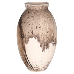 Raaquu Raku Fired Large Oval Vase S/N0000858 Centerpiece Art Series, Malaysia