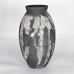 Raaquu Raku Fired Large Oval Vase S/N0000868 Centerpiece Art Series, Malaysia