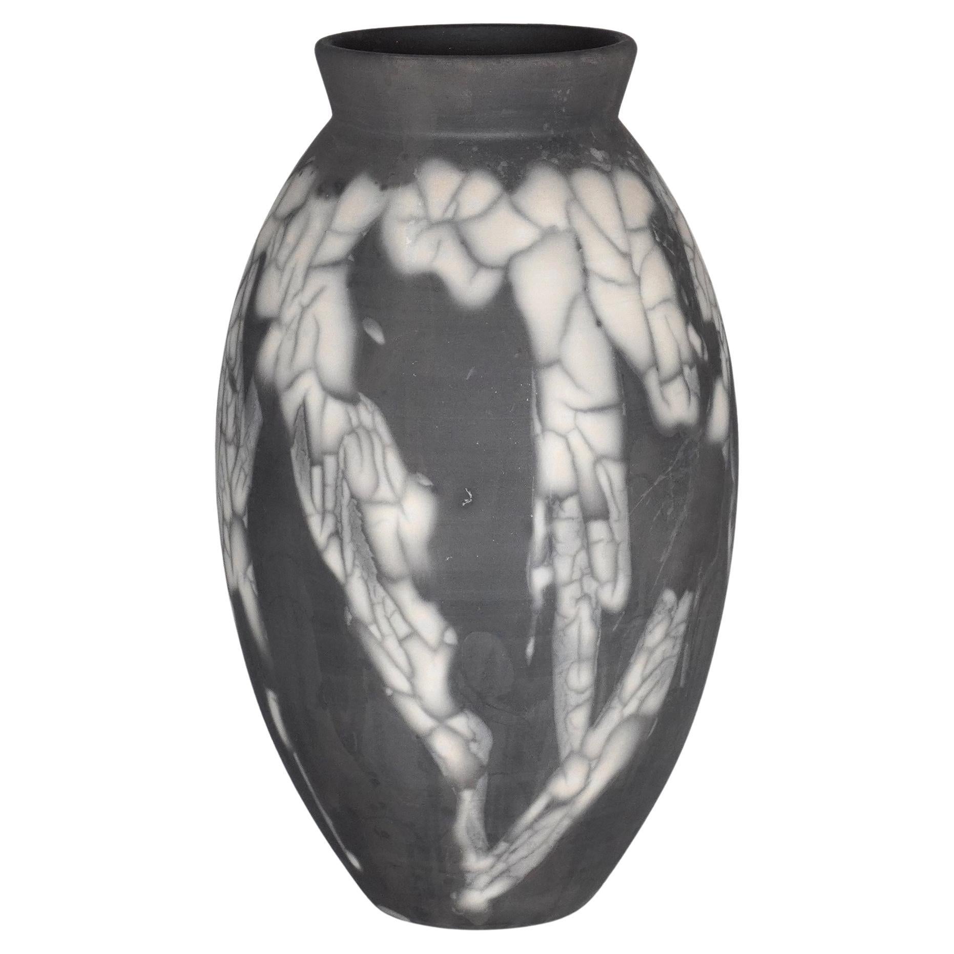Vaso ovale grande cotto Raaquu Raku S/N0000868 Centerpiece Art Series, Malesia in vendita