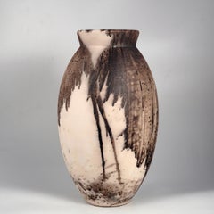 Raaquu Raku Fired Large Oval Vase S/N0000875 Centerpiece Art Series, Malaysia